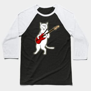 Funny Cat Playing Bass Guitar Baseball T-Shirt